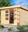 houten schuur met plat dak